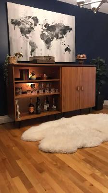 Mid century. TEAK TECK. Crédence, buffet disque vinyle, bar