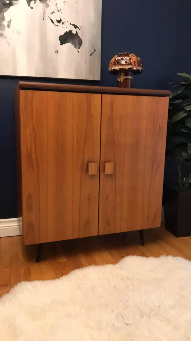 Mid century. TEAK TECK. Crédence, buffet disque vinyle, bar - Photo 4