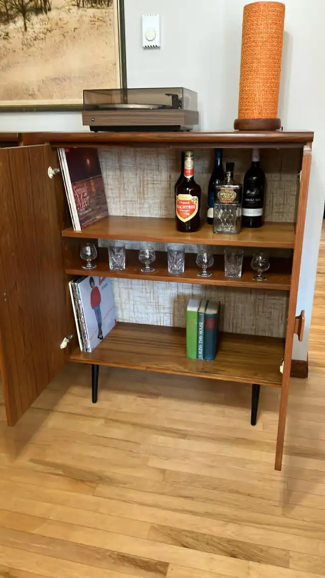 Mid century. TEAK TECK. Crédence, buffet disque vinyle, bar - Photo 5