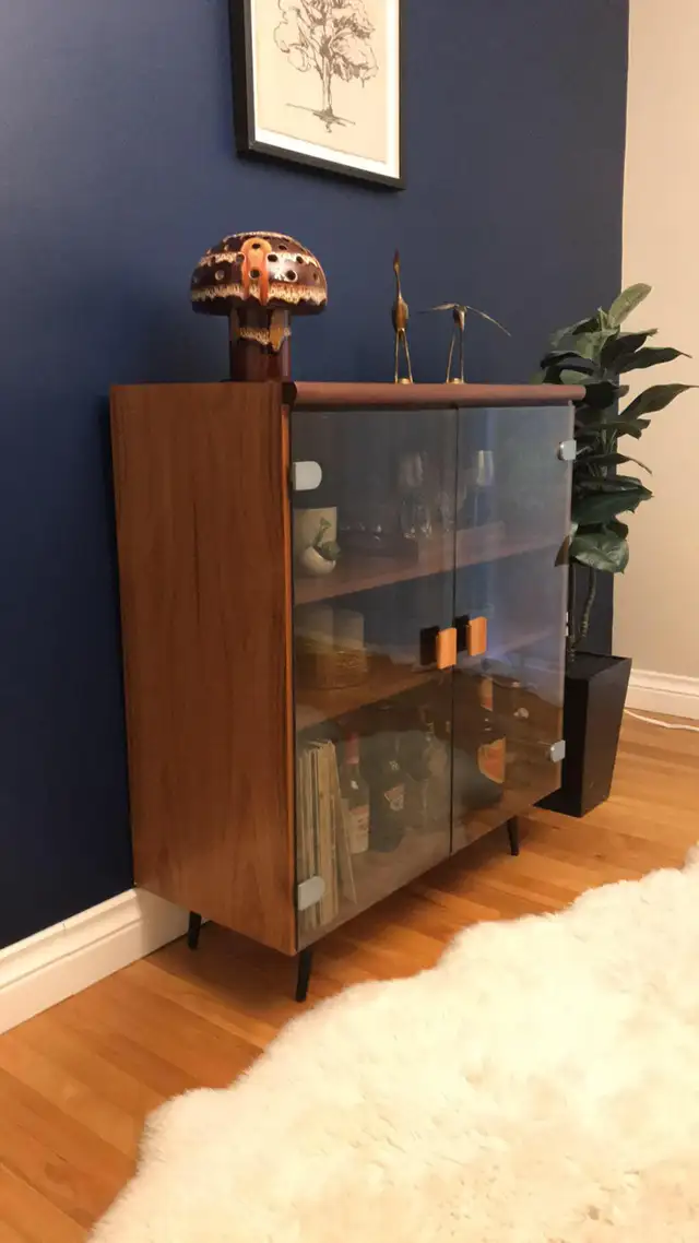 Mid century. TEAK TECK. Buffet, console, bahut disques vinyles, - Photo 2