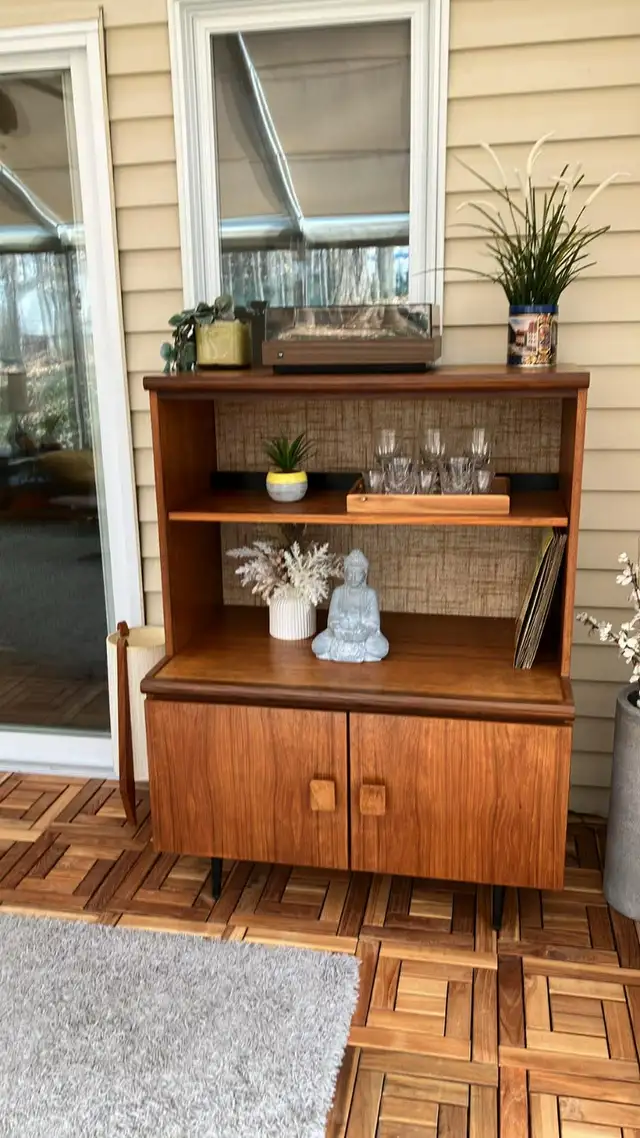 Mid century. TEAK TECK. Lampe / Crédence, buffet disque vinyle, - Photo 7