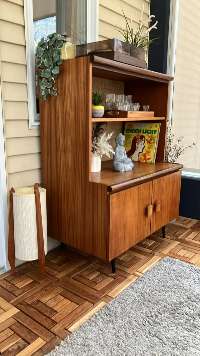 Mid century. TEAK TECK. Lampe / Crédence, buffet disque vinyle, - Photo 8