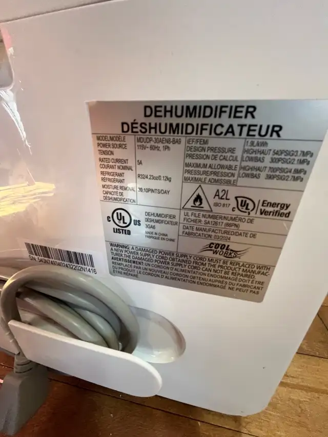 Déshumidificateur Cool works 160$ - Photo 6
