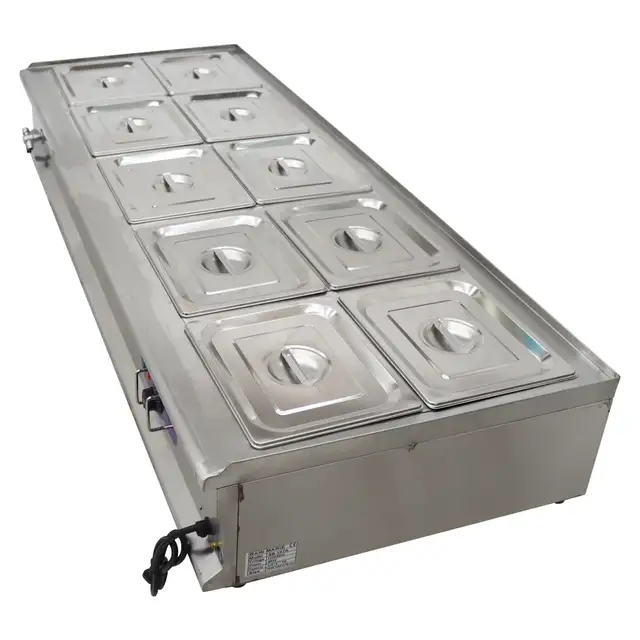 10-Pan Food Soup Warmer 110V Canteen Buffet Steam Heater 190916 - Photo 6