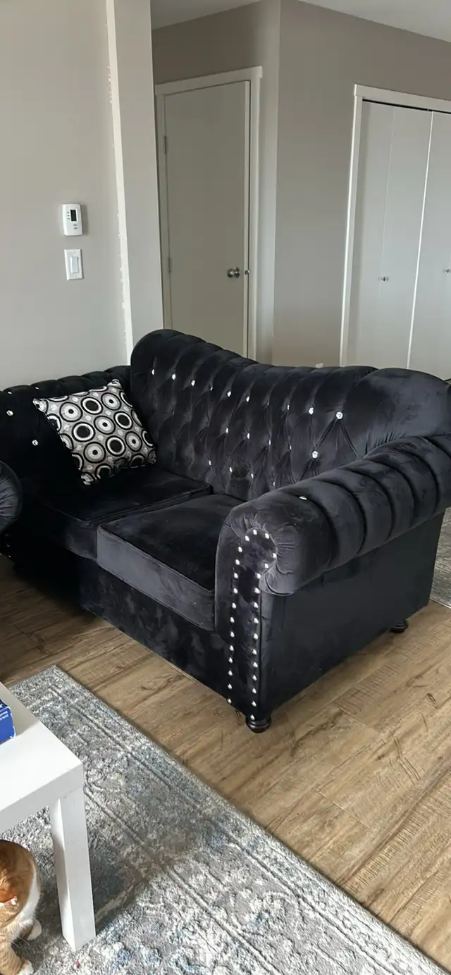 Black velvet tufted couches for sale