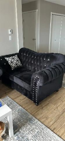 Black velvet tufted couches for sale