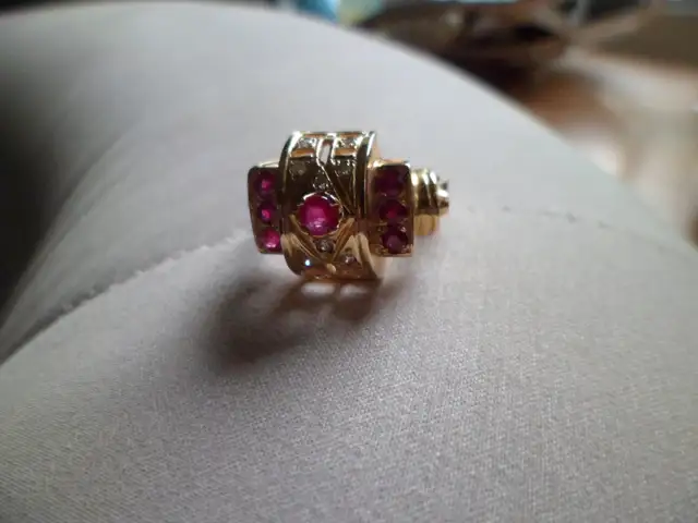 14 kt yellow gold Ruby and Diamond ring - Photo 3