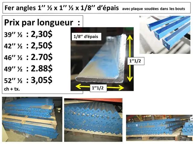 Fer angle 1/8'' d'épais  x 1'' 1/2x1''1/2 x 48''long. et autres - Photo 8