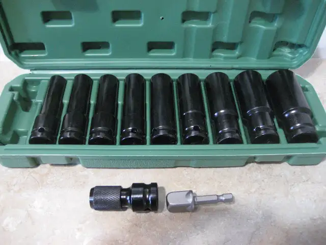 11 pcs 1/2 Inch Impact Wrench Metric Socket Set with Adapters