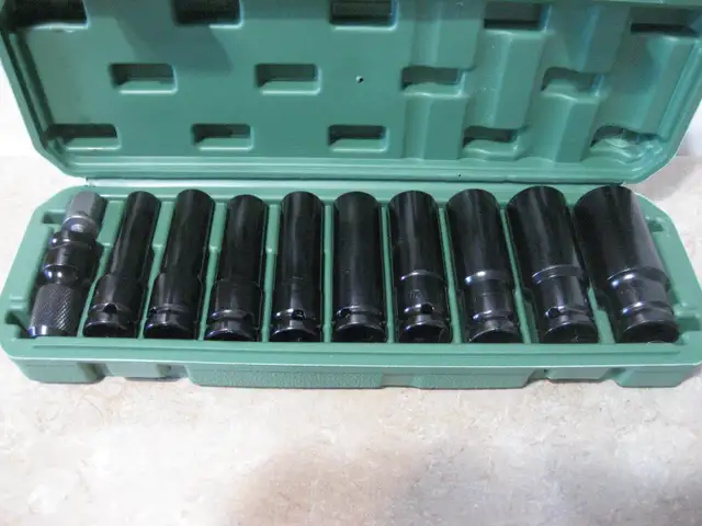 11 pcs 1/2 Inch Impact Wrench Metric Socket Set with Adapters - Photo 2