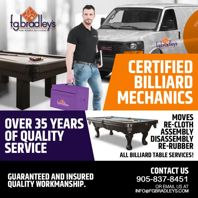 Billiard Service & Moves GTA F.G.Bradley's - fgbradleys.com