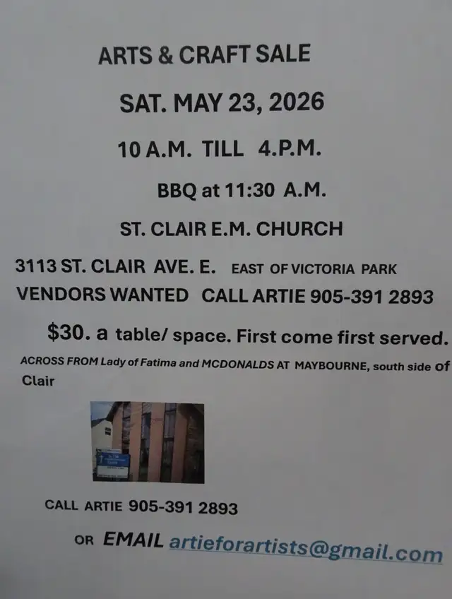 ARTS AND CRAFT SALE VENDORS WANTED