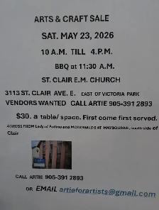 ARTS AND CRAFT SALE VENDORS WANTED