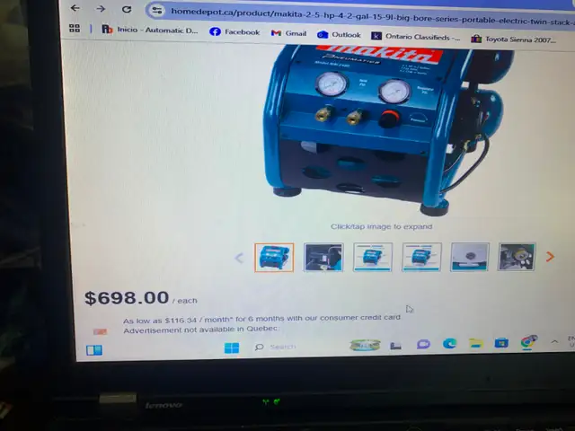 MAKITA 2.5 HP, 4.2 Gal (15.9L) Big Bore Series Portable Electric - Photo 2