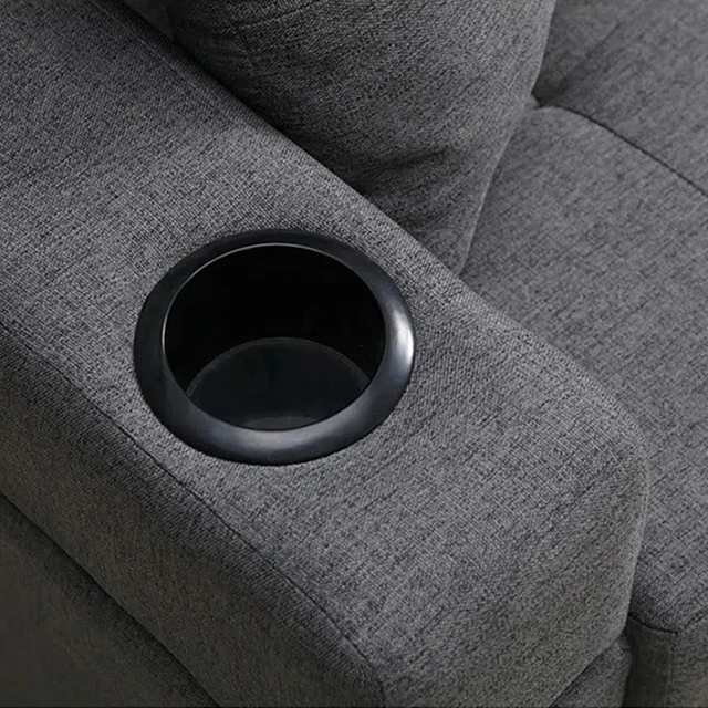 2-Piece Sectional Sofa With Built In Cup Holder Grey Fabric - Photo 3