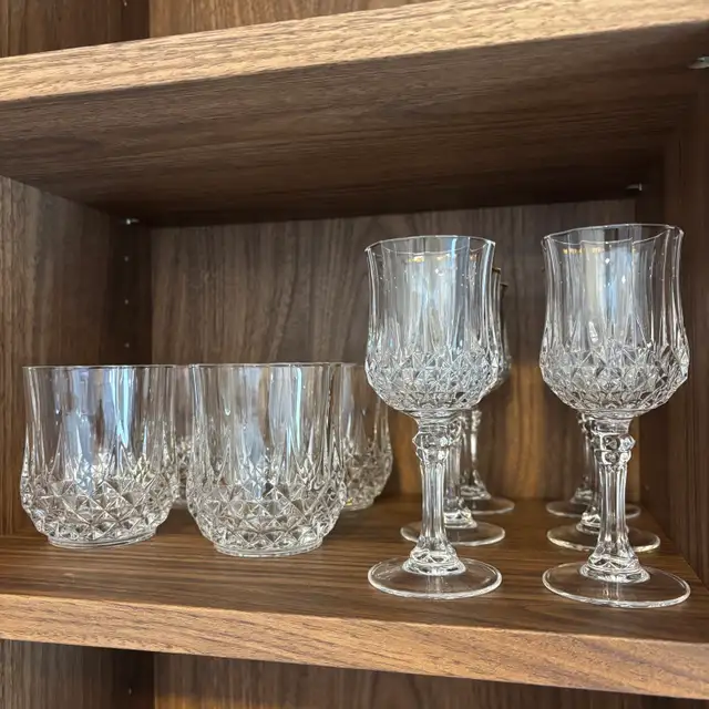 4 verres   6 coupes à vin Cristal d’Arques France