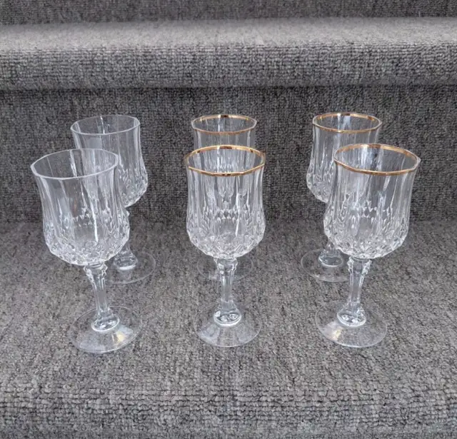 4 verres   6 coupes à vin Cristal d’Arques France - Photo 4