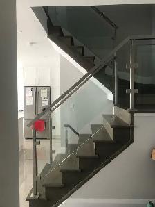 STAIR RAILING GLASS PARTITION OFFICE GLASS ENTRANCES DOORS ENCLO