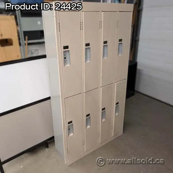 Bank of 8 Doors, Beige Double Tier Storage Locker