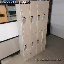Bank of 8 Doors, Beige Double Tier Storage Locker