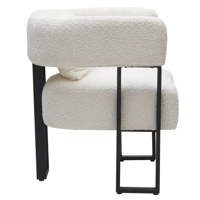 SCARLET ACCENT CHAIR IN IVORY BOUCLE AND BLACK. - Photo 4