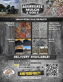 Aggregate - Soils - Mulch - Gravel - Sand - Disposal Bins