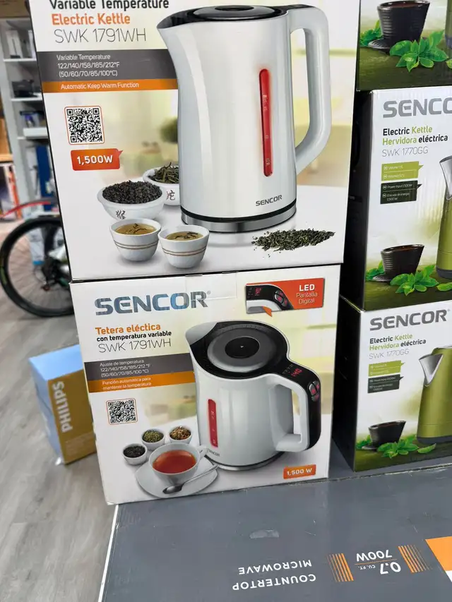 Kettle Electric Sencor SWK1791WH  with Display and Power Cord.