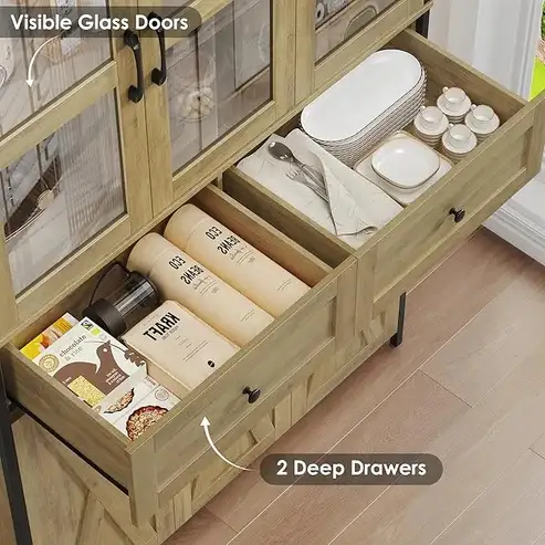 Brand New 41.3" Large Pantry Cabinet w. Clear Glass Doors $279 - Photo 4