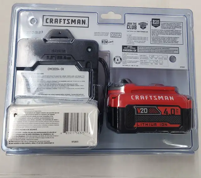 CRAFTSMAN 20V Max, 4Ah Cordless Tool Battery and Charger Set - Photo 2