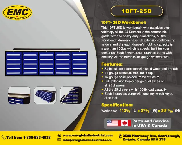 Industrial 10FT Workbench 25D
