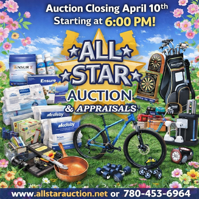 EDMONTON:  Timed Online Consignment Auction - April 10th @ 6 pm