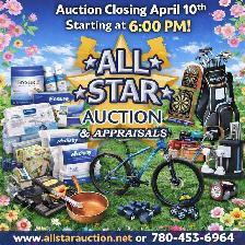 EDMONTON:  Timed Online Consignment Auction - April 10th @ 6 pm
