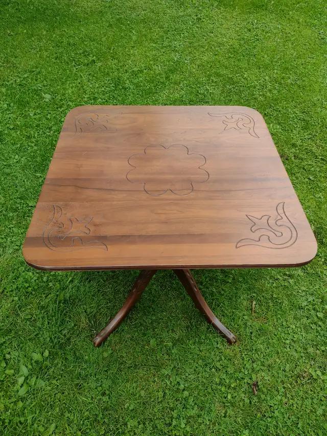 Square vintage wood folding accent table - Photo 5