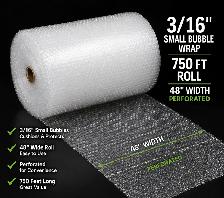 3/16 small bubble wrap 750ft roll 48' inch width perforated