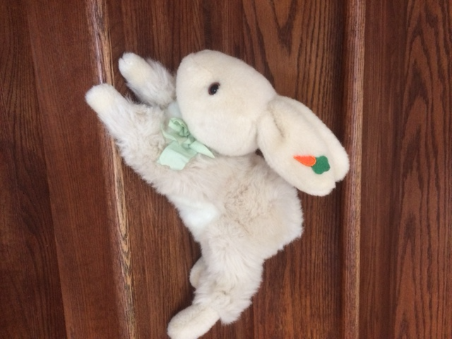 BEAU LAPIN NEUF BEIGE BLANC TRÈS DOUX 12'LONGx8'HAUT: $10.00