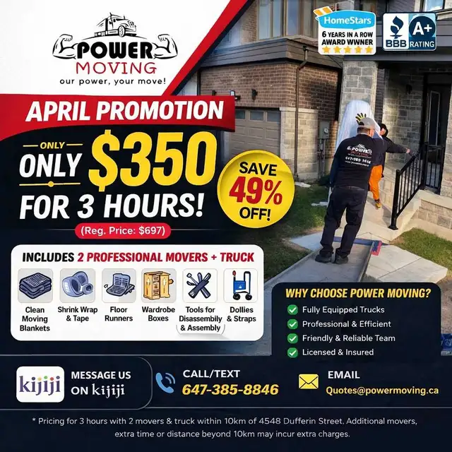 $350 Moving Special- 3 Hours | 2 Professional Movers   Truck | S