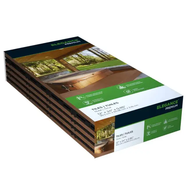 Elegance Composite Teak Deck Tile 5-pack 10 Square Feet (with de