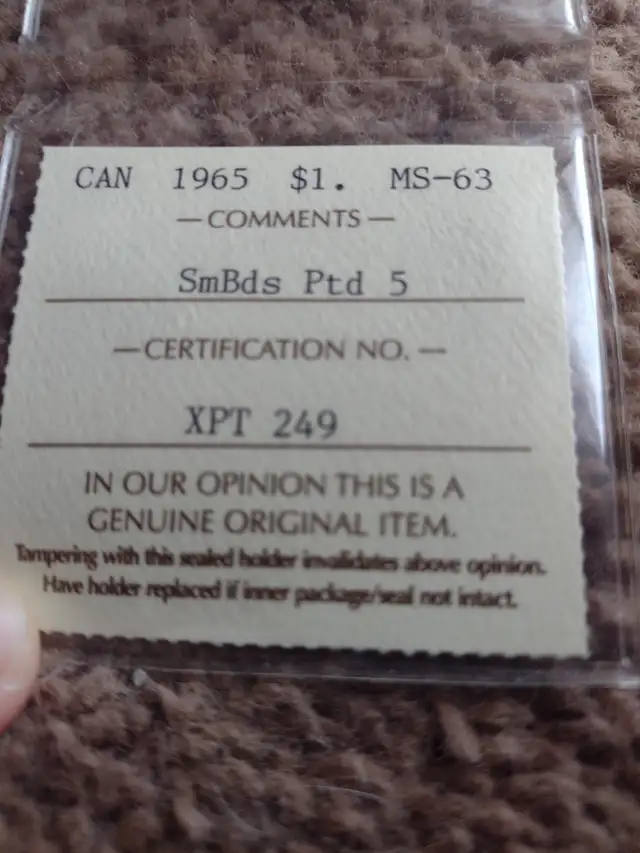 1965 Iccs ms63 Canada silver dollar small beads pointed 5varirty - Photo 4