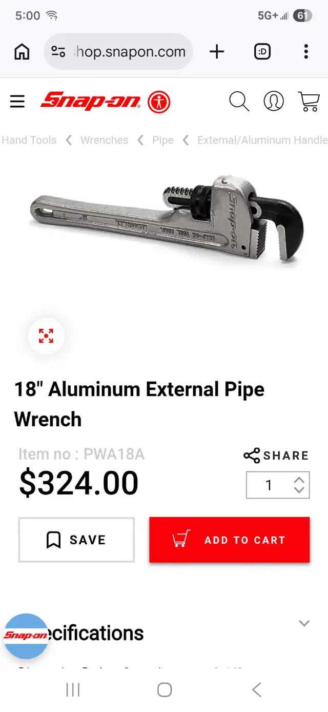 18' Aluminum External Pipe Wrench Monkey WrenchItem no :PWA18A - Photo 2