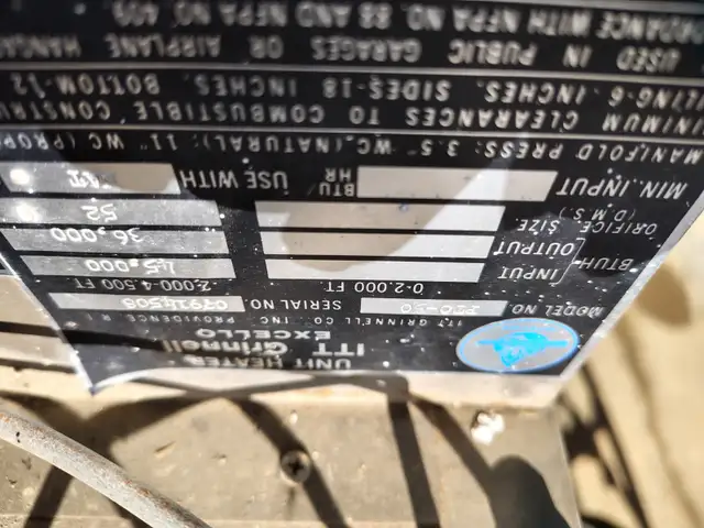 ITT Grinell Garage Gas Heater - Photo 2