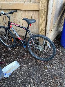 mountain bike red black and silver