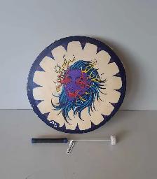 15' Painted Elk Hide Hand Drum & Stick(30506140)