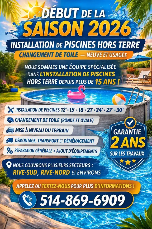 installation PISCINE /// changement de toile