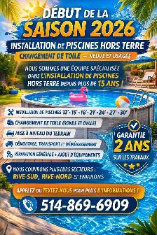 installation PISCINE /// changement de toile