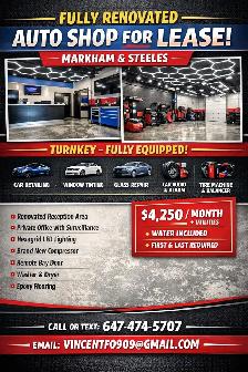 State of the Art Auto Shop for Lease – Fully Renovated
