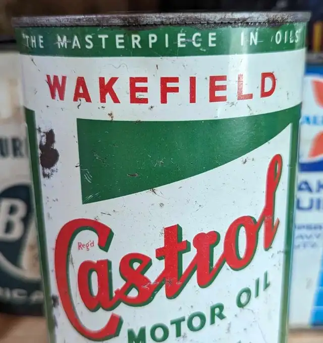 VINTAGE 1930's CASTROL WAKEFIELD MOTOR OIL IMPERIAL QUART CAN - Photo 2