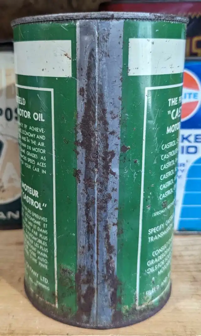 VINTAGE 1930's CASTROL WAKEFIELD MOTOR OIL IMPERIAL QUART CAN - Photo 5