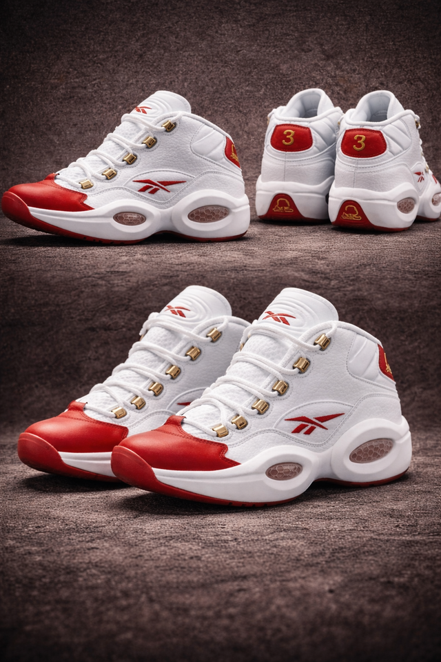 Allen Iverson Reebok Question Mid – White/Red – Size 9 – Brand