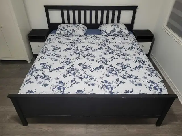 GREAT DEAL! IKEA HEMNES King Size Bed Frame (Black-Brown)