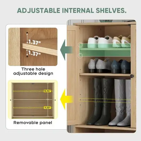 Brand New 39.5' Rattan Shoe Storage Cabinet 2-Door $149 - Photo 4